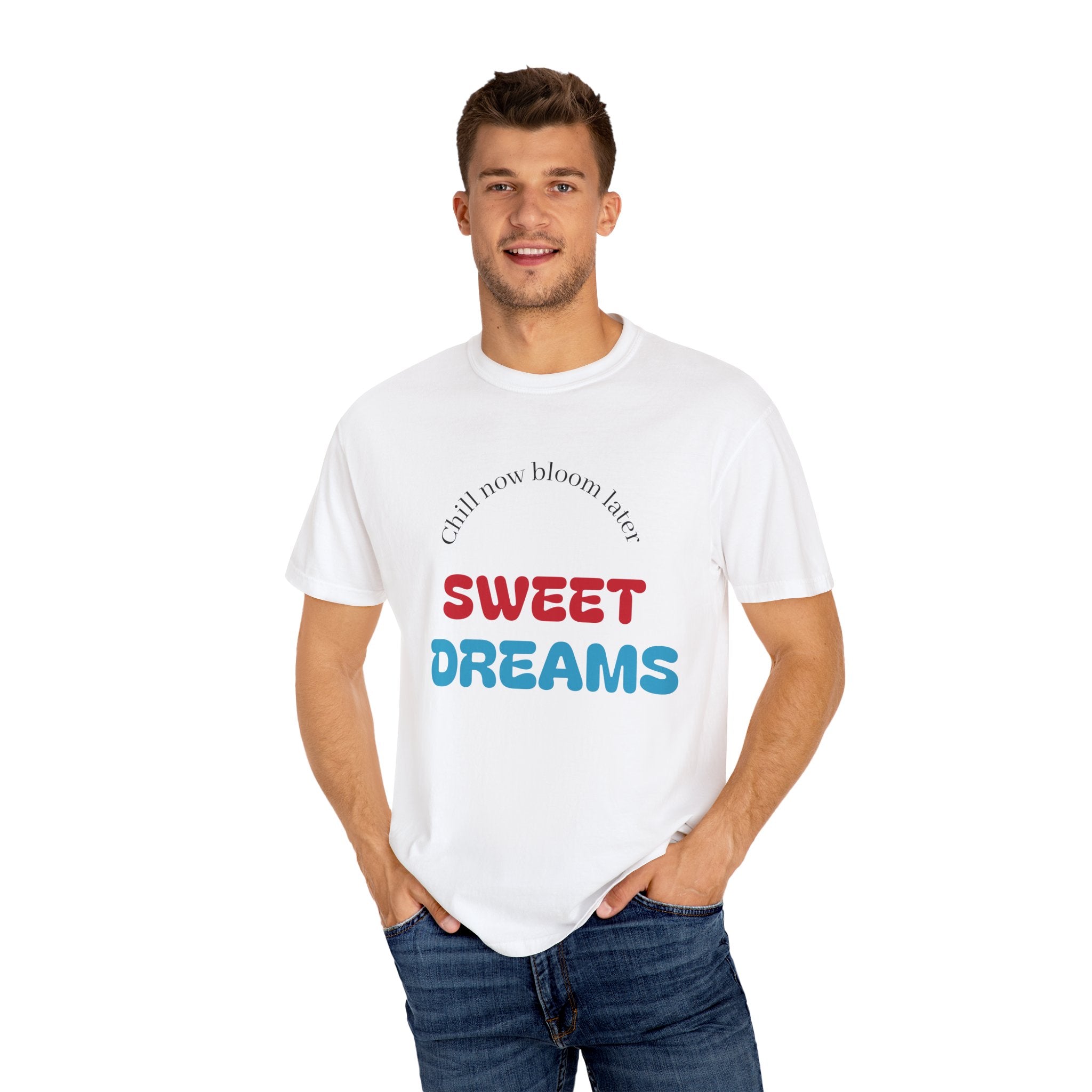 Llama Graphic T‑Shirt — 'Sweet Dreams' Front Text & Cool Llama Back Print